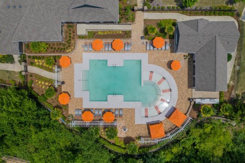 Aerial View of the Sparkling Swimming Pool at The Oxmoor in Birmingham, AL